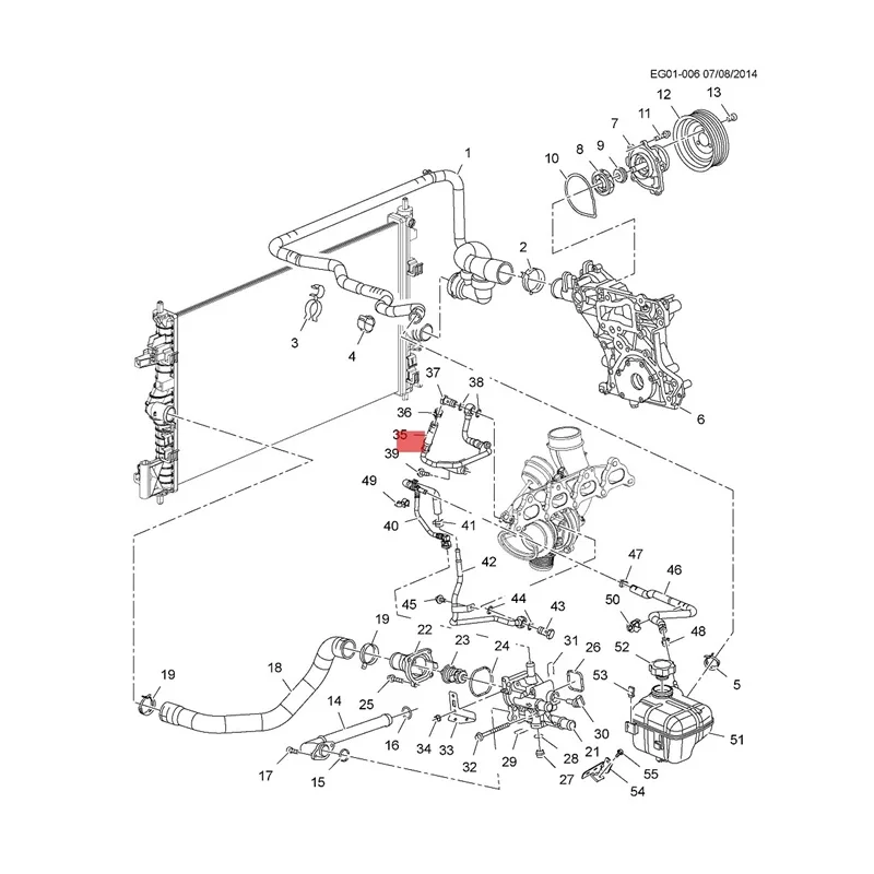 ANNBCDL 55572538 Motoronderdelen Turbocompressor Koelvloeistof Retourslang ANNBCDL 55572538 Motoronderdelen Turbocompressor Koelvloeistof Retourslang