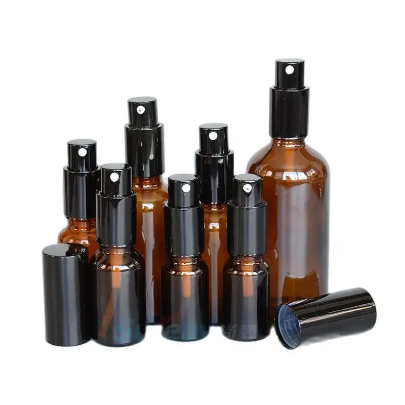 5/10/15/20/30/50/100ML Spray Pump Bottle,Refillable Essential Oil Liquid Empty Atomizer Makeup Lotion Pump Perfume Amber Glass