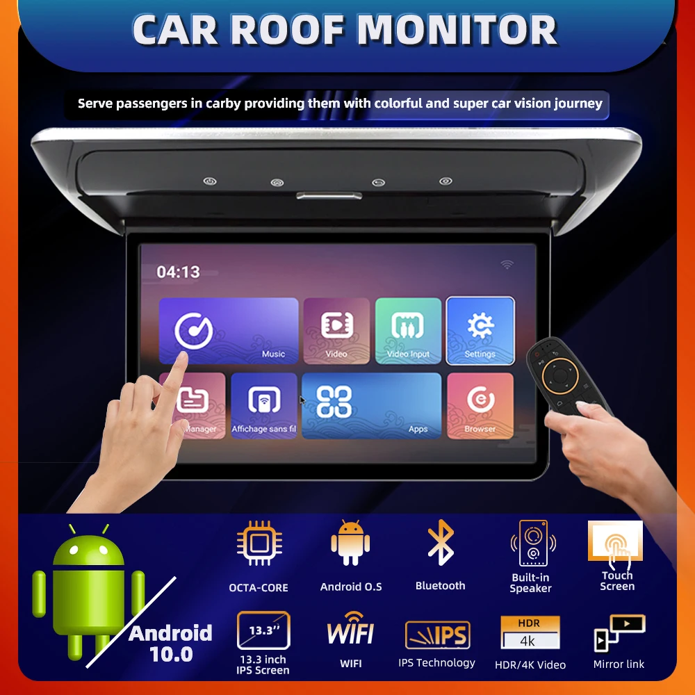 13-3-inch-IPS-roof-mount-android-monitor-8-core-2-32G-Android-Car-TV ...