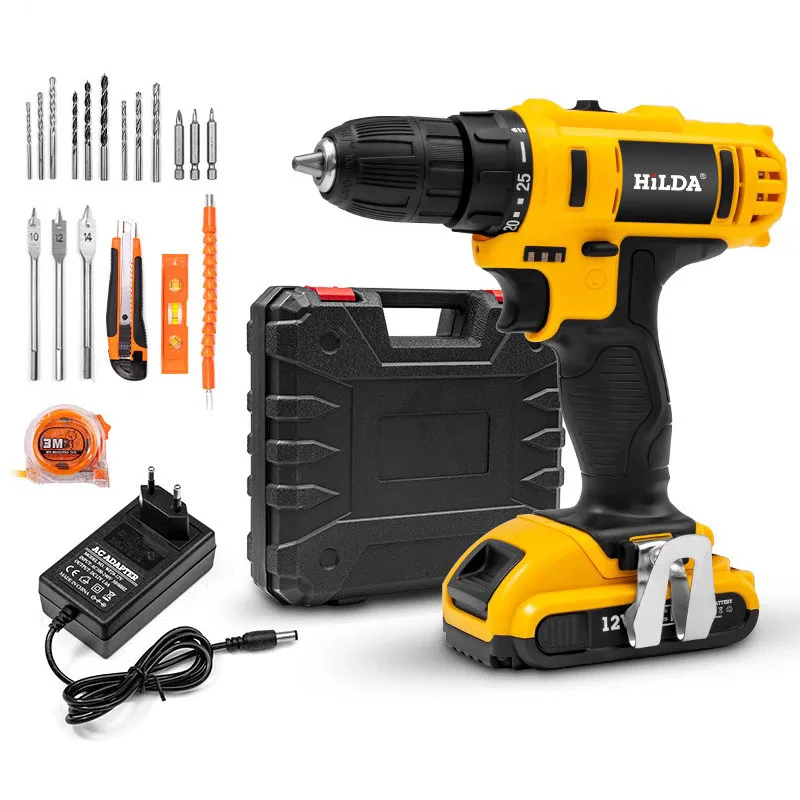 Cordless Screwdriver Set Bit Home Tools Box with Rechargeable Drill Mini Drill Battery Impact Screwdriver Home Improvement Tool