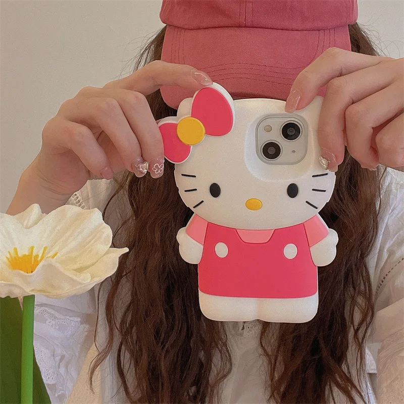 New Kawaii Sanrio Hello Kitty Phone Cases for 14 13 12 11 Pro Max Cartoon Anime Anti-Drop Soft Cover Girl Y2K Protective Case