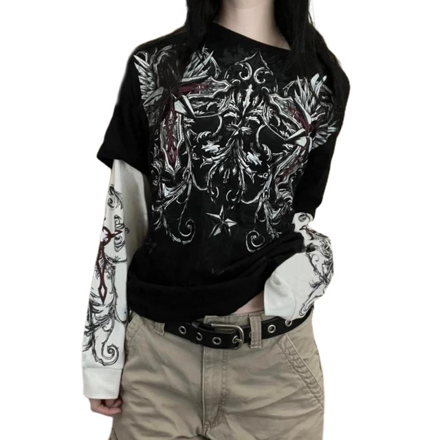 In Clotheswomen's Korean Style Gothic T-shirt - Long Sleeve