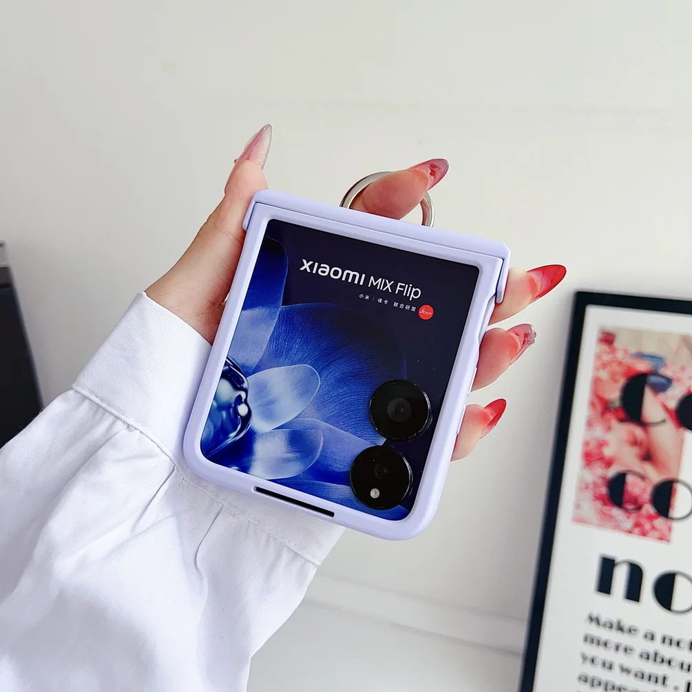 Candy Color Finger Ring Phone Case - Skin-friendly, Slim, Hard Cover with Camera Protection