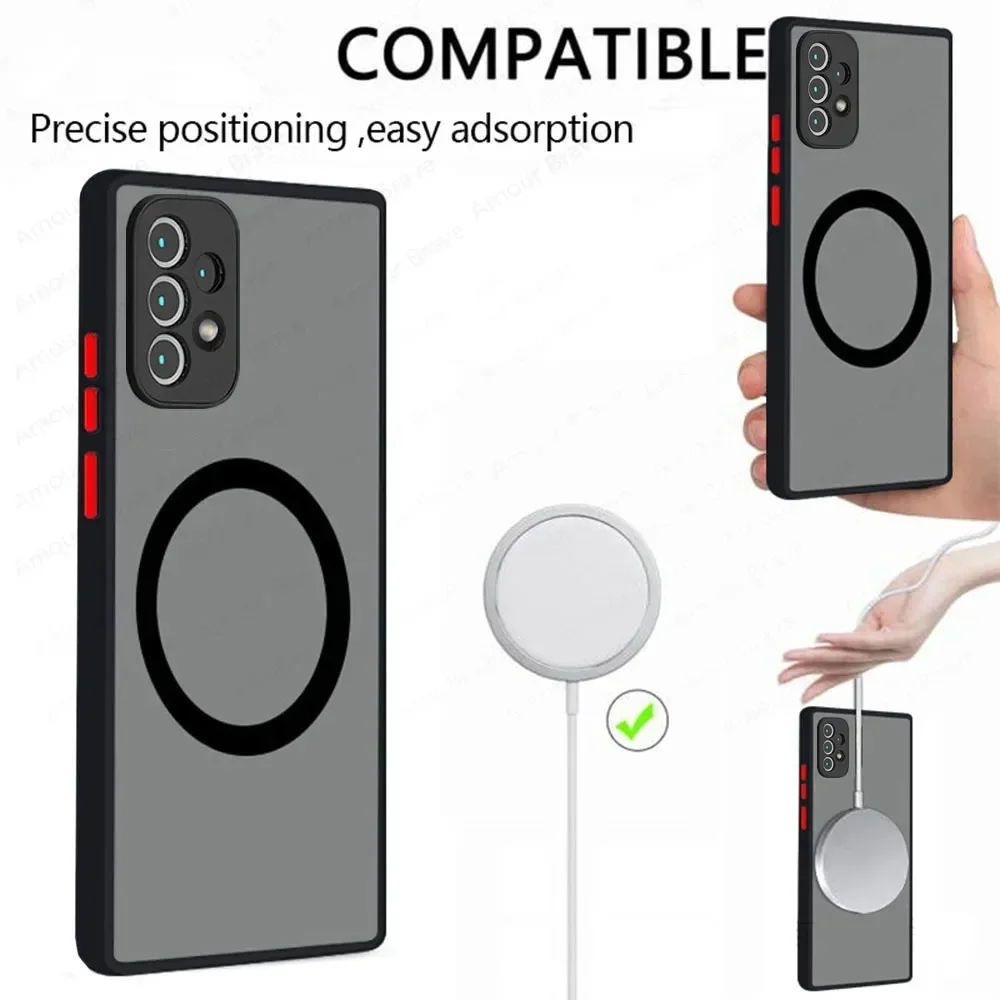 Skin Feel Matte Magnetic Phone Case for Samsung Galaxy S25 S23 S24 Ultra Plus A55 A35 A25 A15 A05 A05S A06 A16 5G Cover Hard PC 2