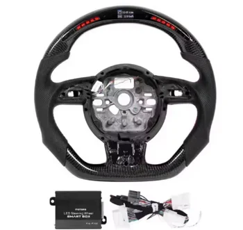 Per Audi Q5L A6 Q3 A1 A8L R8 C6 S6 RS3 LED Volante per auto In fibra di carbonio Accessori interni per auto in pelle su misura