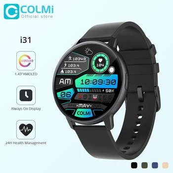 COLMI i31 Smartwatch 1.43 ''amoled 디스플레이 100 스포츠 모드 7 일 배터리 수명 지원 항상 디스플레이 스마트 워치 남성 여성