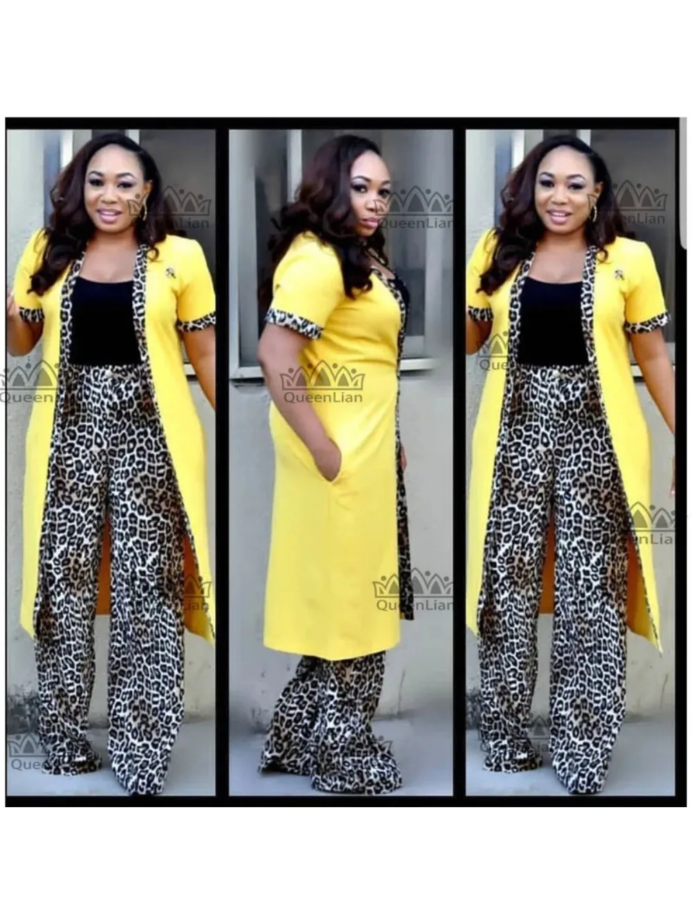 New Africa 4-Sizes Fashion Dashiki Striped Wide-Legged Pants with Long Coat 2 Pieces Suit Big Elastic For Women(TZCP01#)
