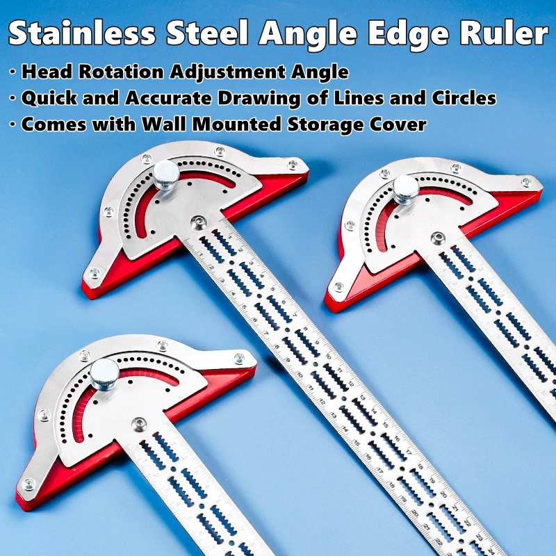 Carpenter Measuring Tool Angle Measuring Tool Angle Protractor Woodworking Measuring Tool 0-180 Degree Angle Gauge Woodworkers Edge Ruler Stainless Steel Protractor Angle Finder Ruler Precision Carpenter Measuring Tool