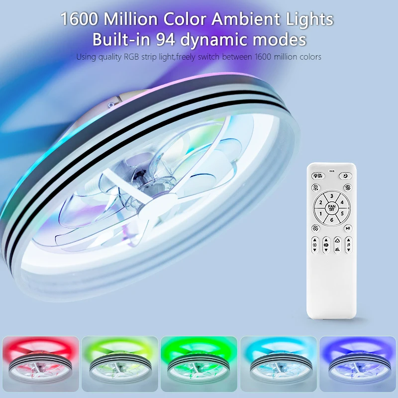 Smart LED Ceiling Fan Light Multifunctional RGB Music Ceiling Lamp Fan with Remote Control Mobile APP Control Room Fans