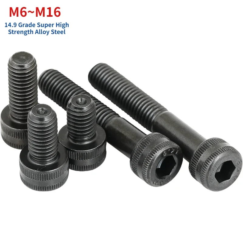 sourcingmap Viti a testa esagonale M1,6 x 16 mm, 12,9, in lega di acciaio, 50 pezzi