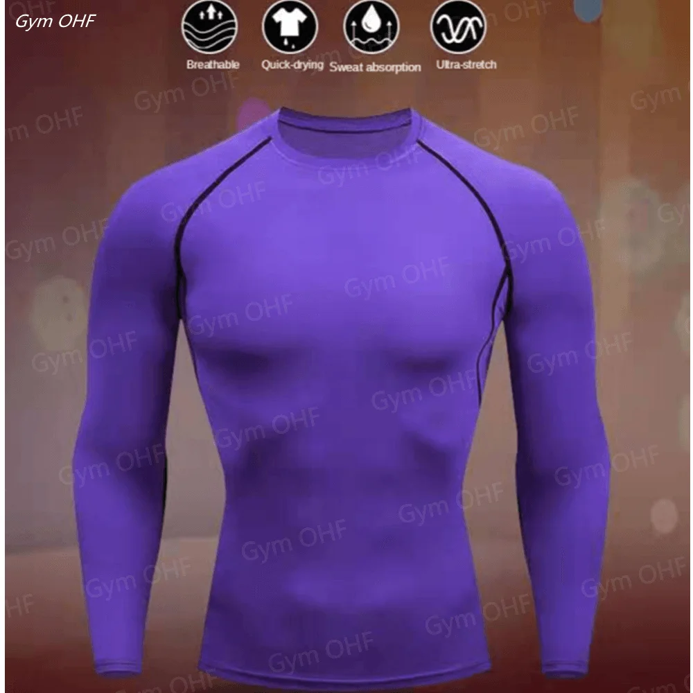 2025 Men Bodybuilding Sport T-shirt Quick Dry Running Shirt Long Sleeve Compression Top Gym T Shirt Men Fitness Tight Rashgard 3