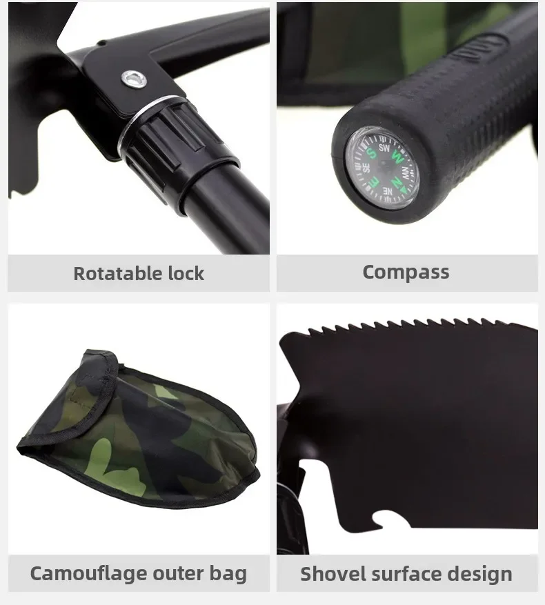 1PC Engineer Shovel Military Shovel Outdoor Multifunctional Folding Military Shovel Vehicle Camping Fishing  Pickaxe 4