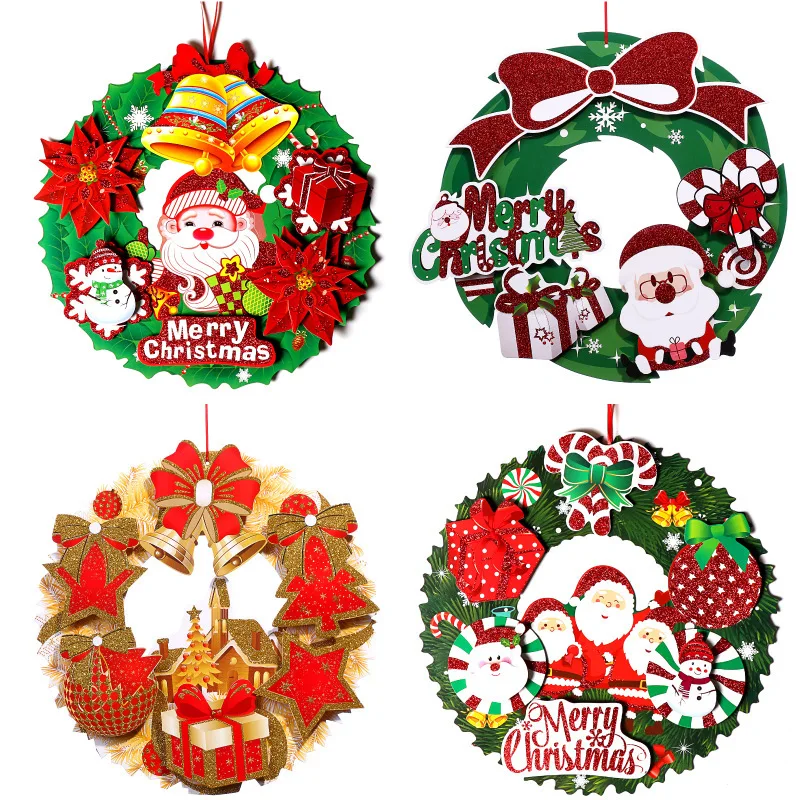 

Christmas Decorations 40CM 3D Paper Glitter Pink Wreath Stickers Shopping Malls Hotels Home Display Windows Scene Layout Props