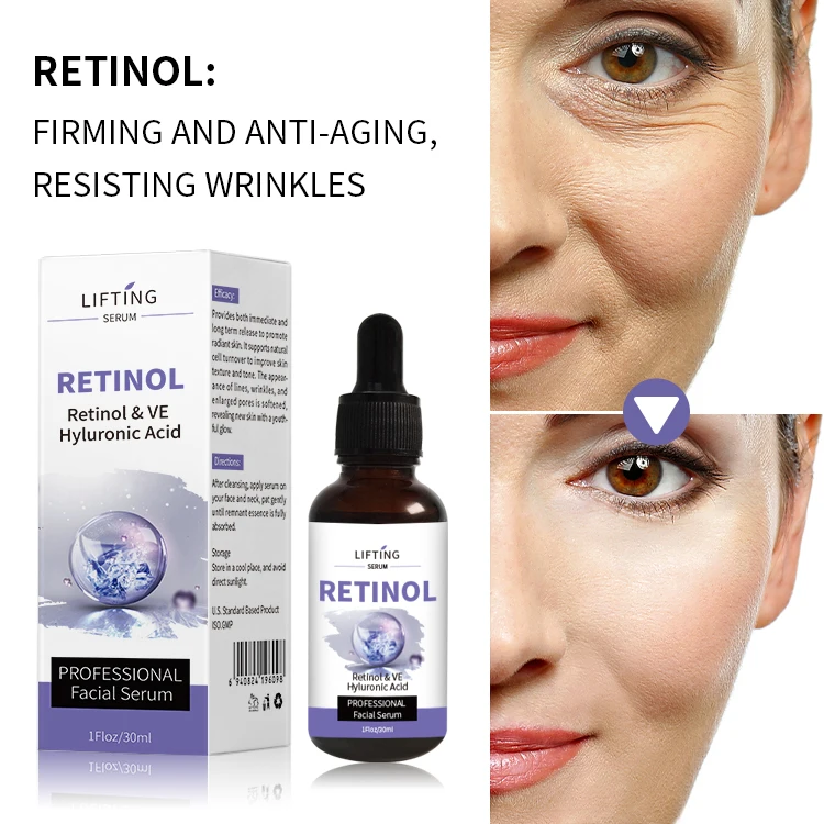 30ml Retinol Anti Aging Removal Wrinkle Serum Firm Lift Fade Fine Lines Moisturizing Face Essence Brighten Repair Skin Care