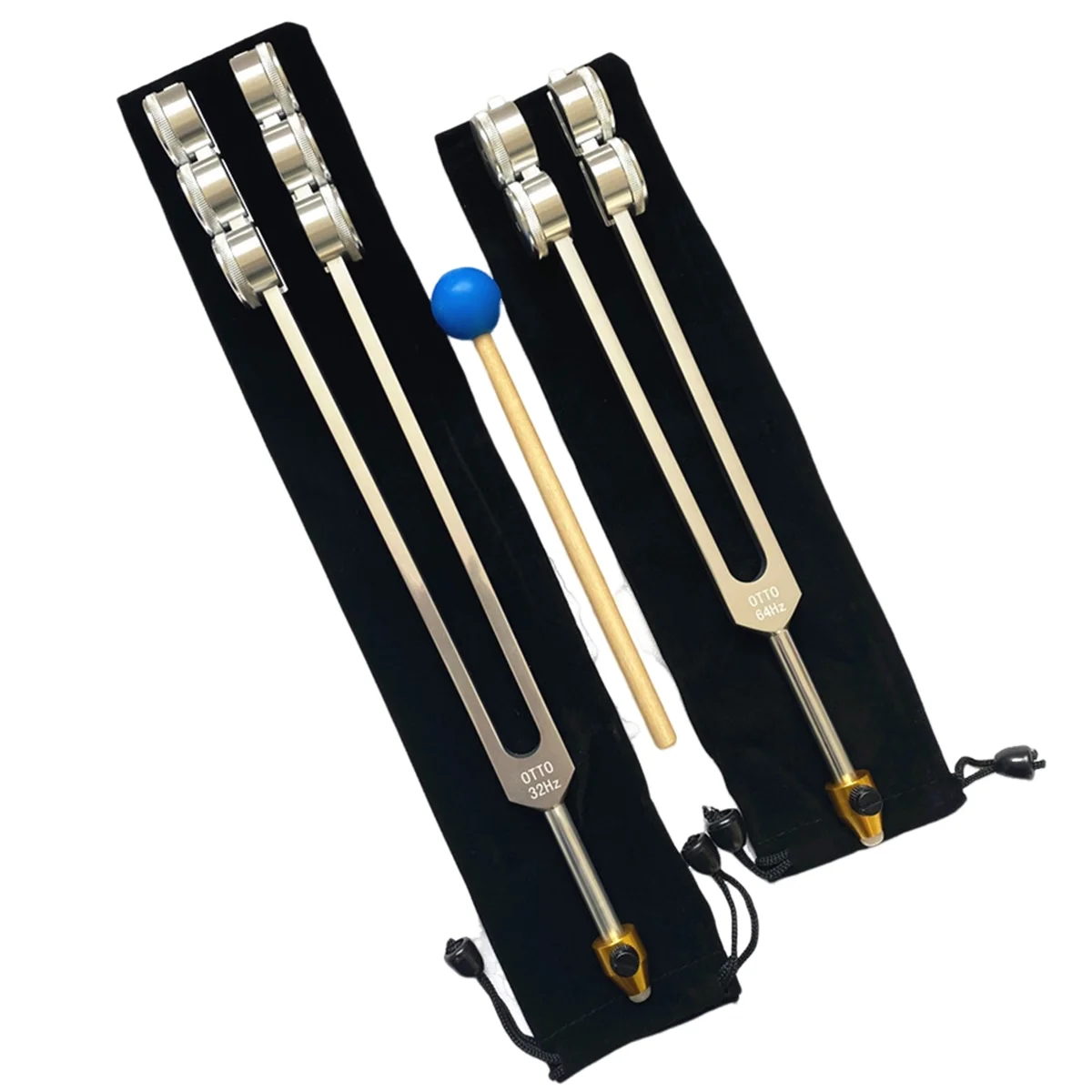32HZ Aluminum Tuning Fork Tool with Hammer Healing Sound Vibration Diagnostic Therapy Health Care Tool 6