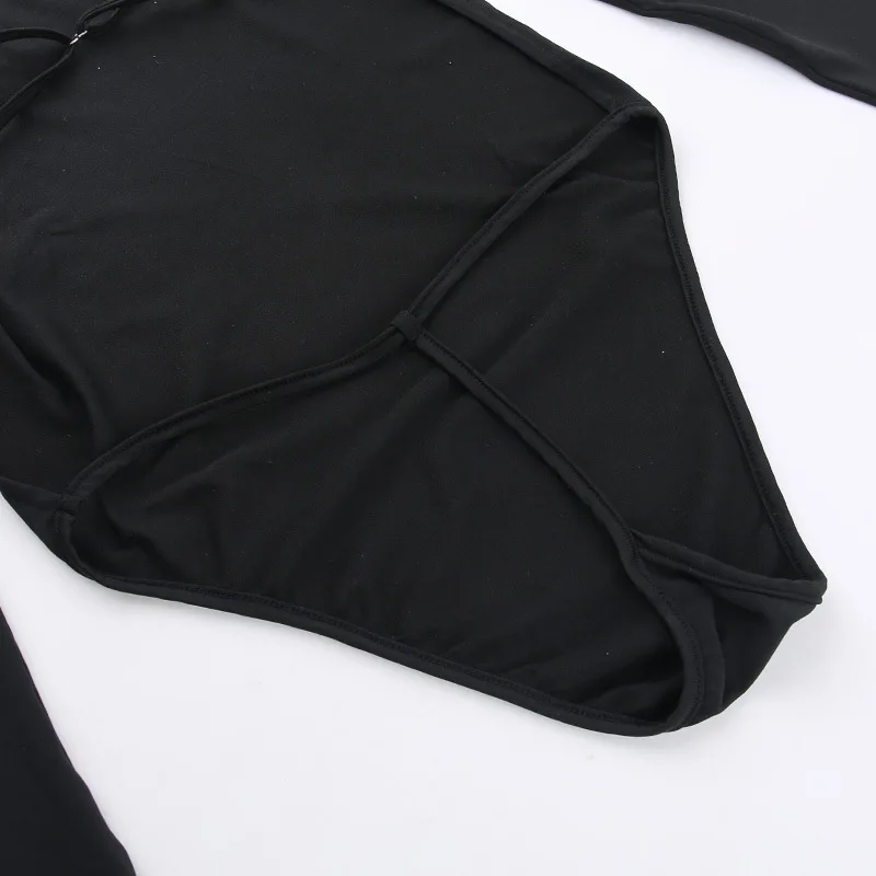 One-Pieces Lenceria Femenina Bandage Body Feminino Backless Tops For Women Rave Outfit Long Sleeve Black Sexy Bodysuit Lingerie