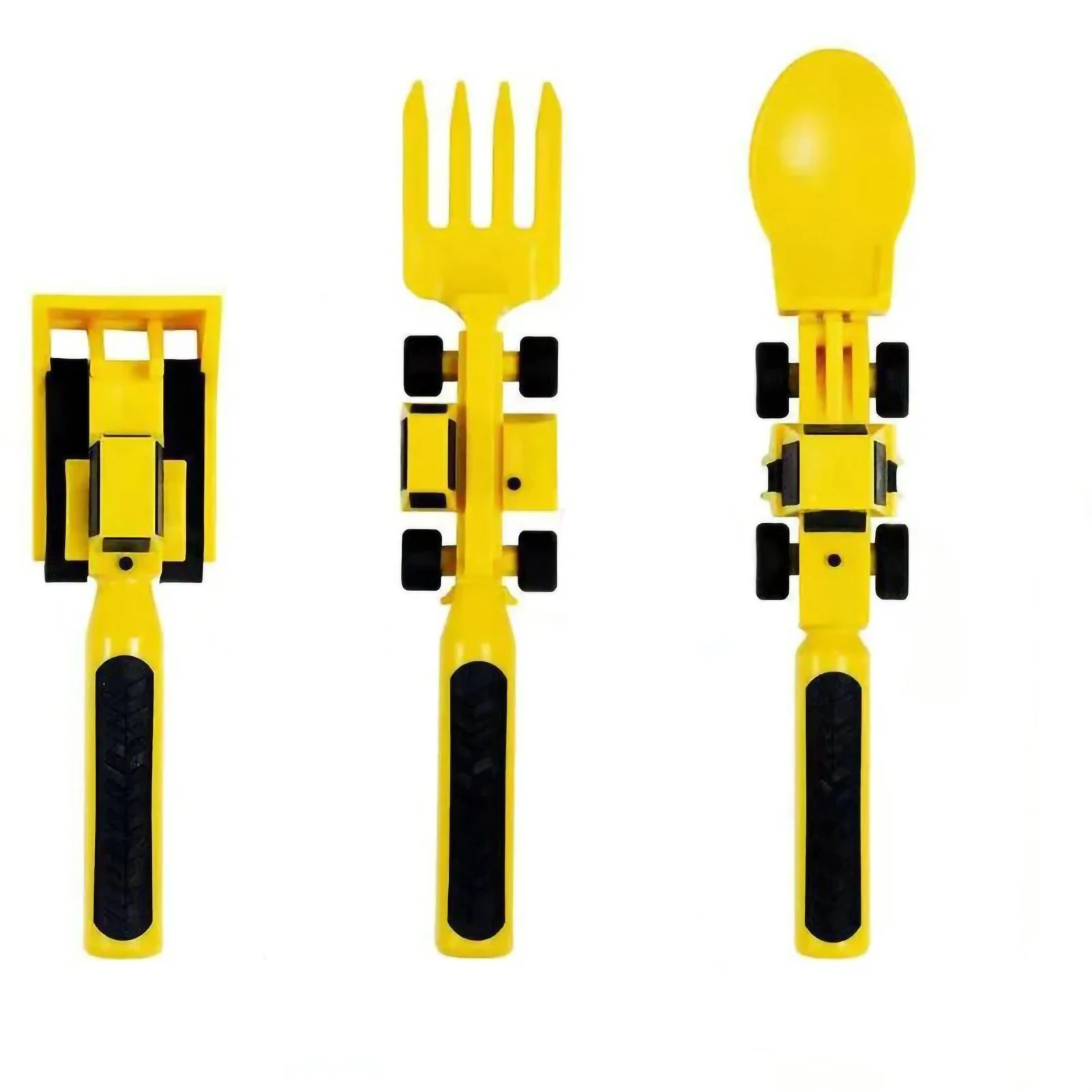 Children's Tableware Three SetsCutlery Trio Set Dinneractive Car Bulldozer Digger Scooper Fork Spade Dinner Plate