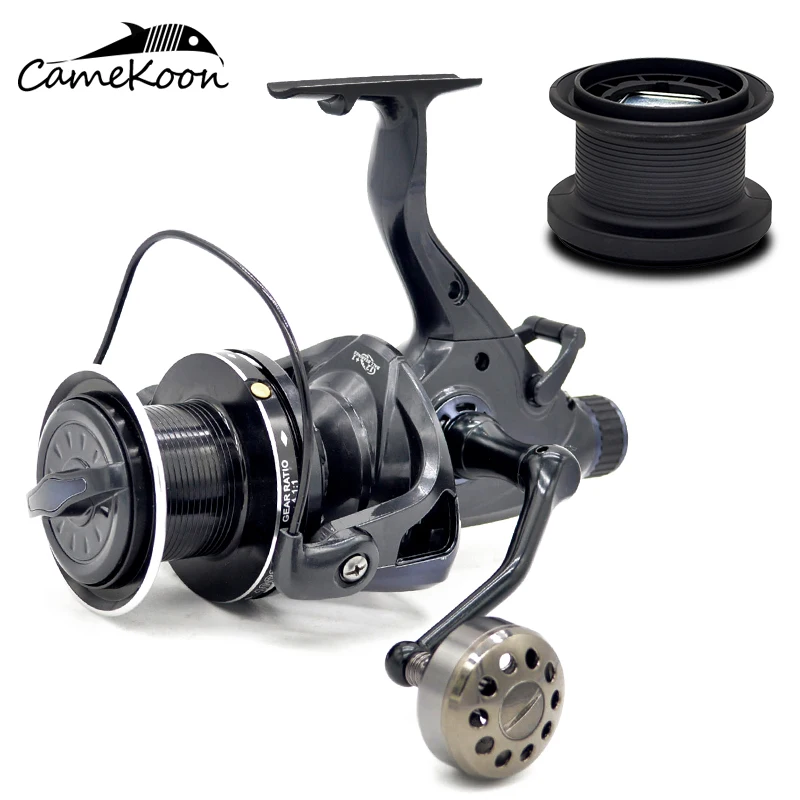 

CAMEKOON Carp Fishing Reel with Extra Spool Front and Rear Drag System 7+1 Ball Bearing Saltwater Wheel Baitfeeder Spinning Coil