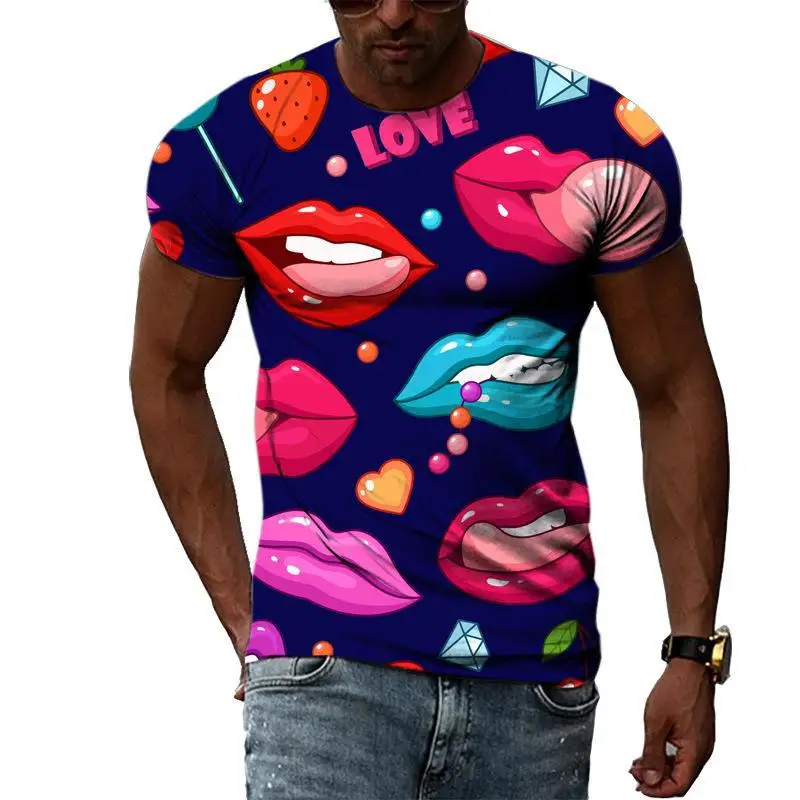Mens Casual Short Sleeve 3D Print T Shirt
