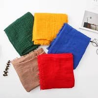 Women Cotton Linen Scarf Hijabs Solid Color Pashmina Scarves Shawls Wraps Foulard Headband 2