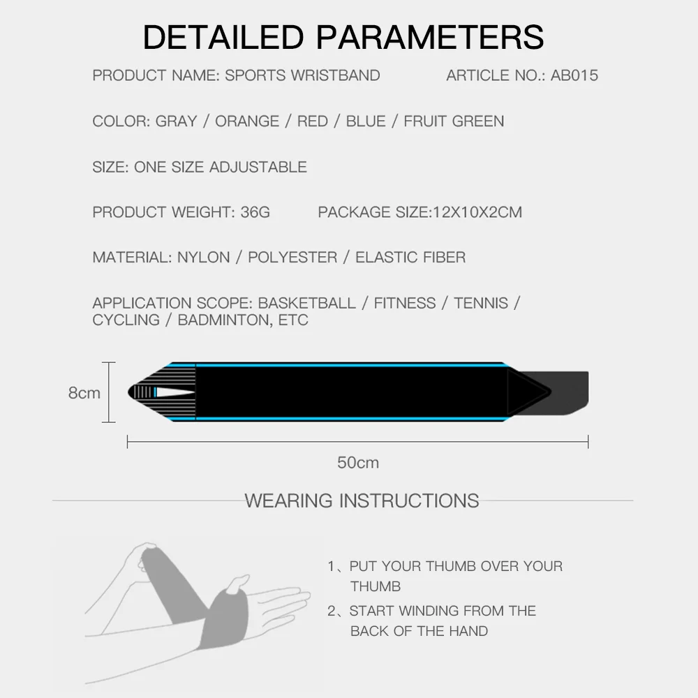 1Pc Wristband Elastic Bandage Wrist Support Gym Fitness Crossfit Powerlifting Compression Wrist Brace Support Strap Wraps