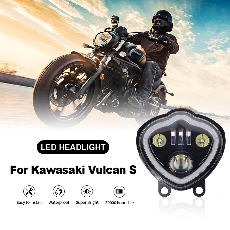 CE Certification Black Motorcycle LED Headlight For Kawasaki Vulcan S