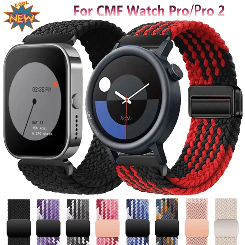 Braided Solo Loop Nylon Sports Strap with Magnetic Buckle - 22mm Wristband Bracelet