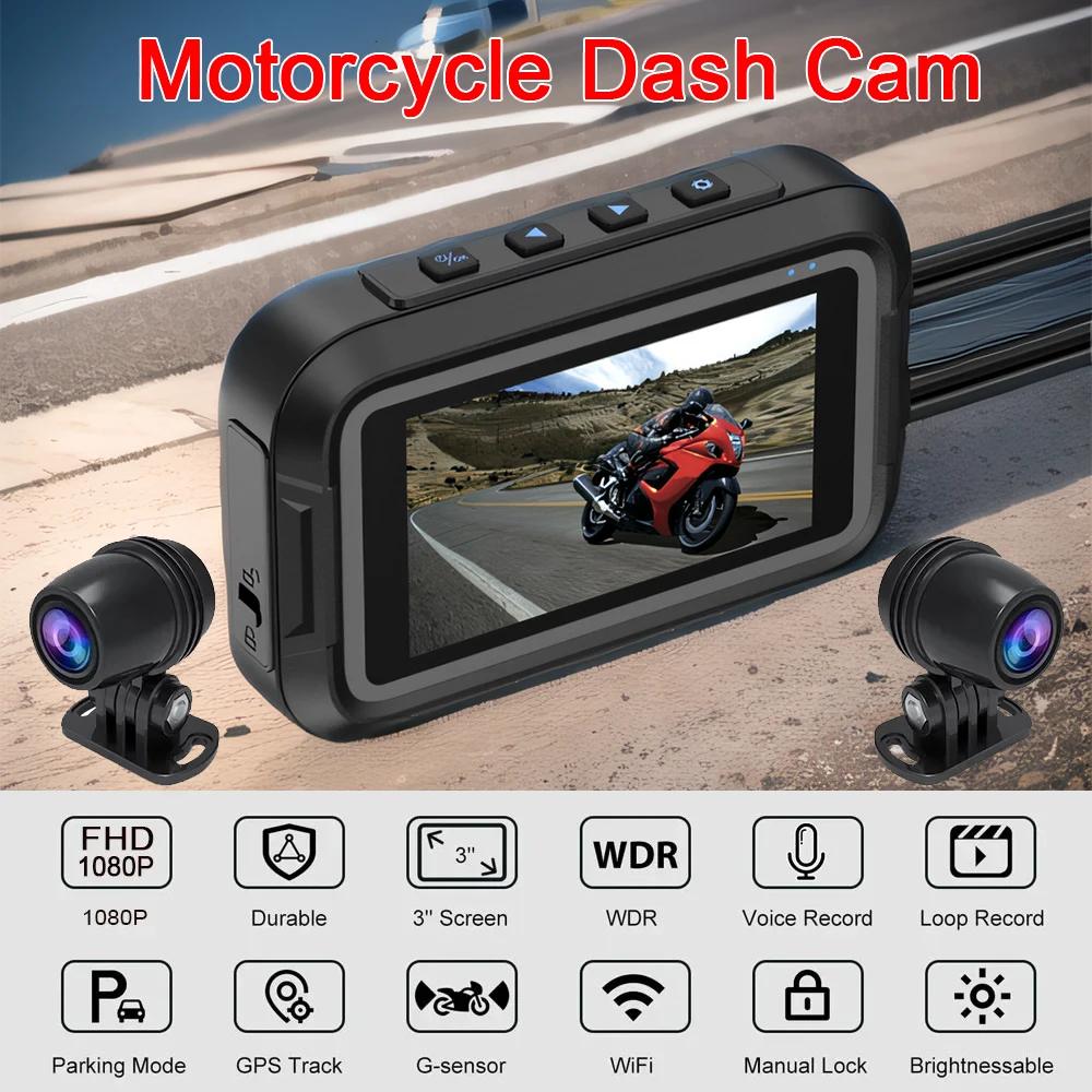 

Новый дизайн HD 1080P мини двойная камера для мотоцикла видеорегистратор камера широкий угол IP67 водонепроницаемая с Wifi GPS