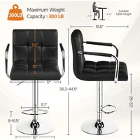 Bart Stools Set of 4, PU Leather Adjustable Barstools with Armrest, Counter Height Stool Chairs with Thickened Seat Cushion 2