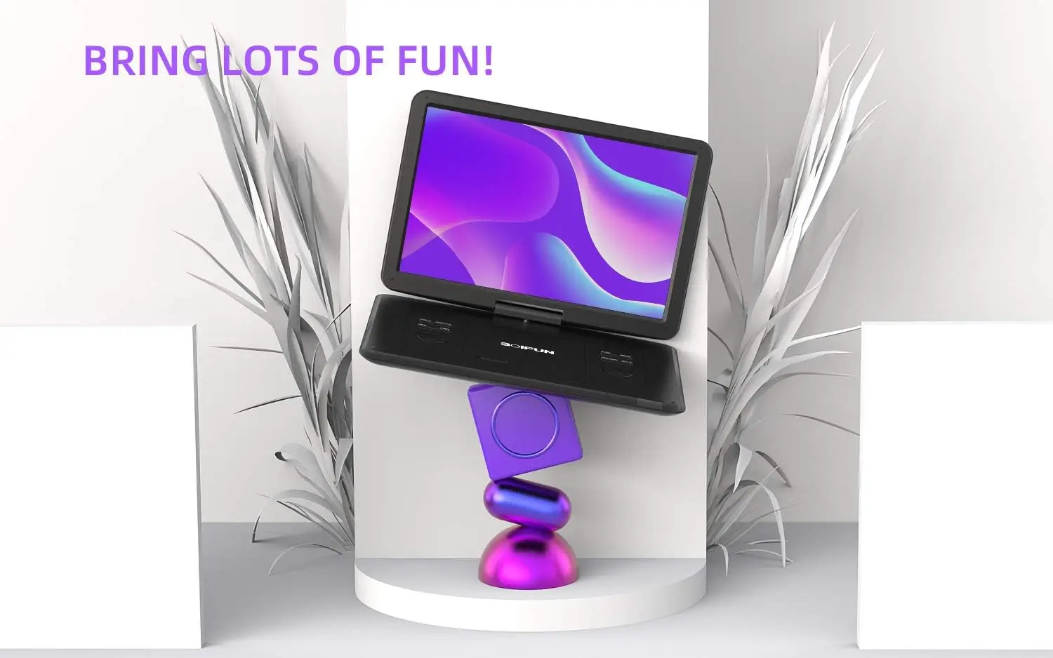 17.5" Portable DVD Player with 15.6" Large HD Screen, 6 Hours Rechargeable Battery, Support USB/SD Card/Sync TV Region Free