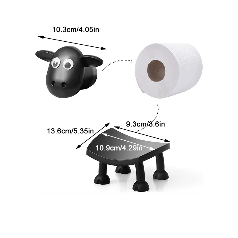 Toilet paper rack toilet paper holder toilet roll holder 3/1PCS sheep toilet roll holder funny toilet paper holder free standing bathroom set black sheep roll rack cute bathroom decor