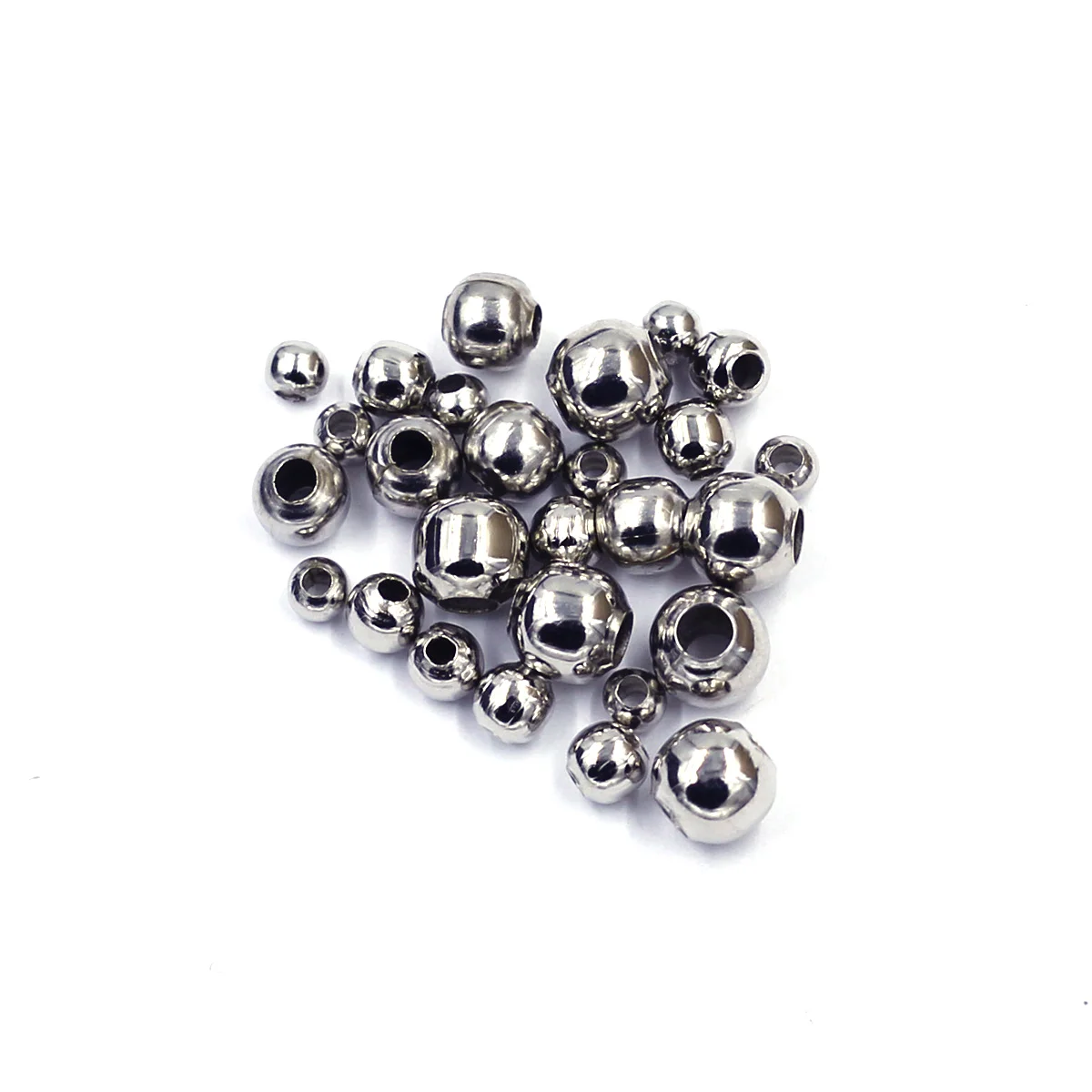

Spacer Seed Beads Silver Tone Round Alloy For Charm Bracelets Jewelry DIY Handmade Supplies 2.4-6mm
