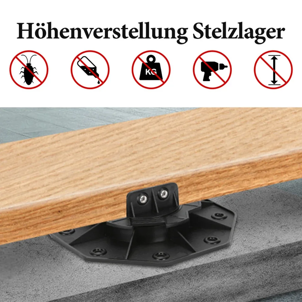 Floor Support Pedestal Black Bearing Decking Board Height Adjustable Building Material Booster Stable Suitable for Aluminium WPC Wood