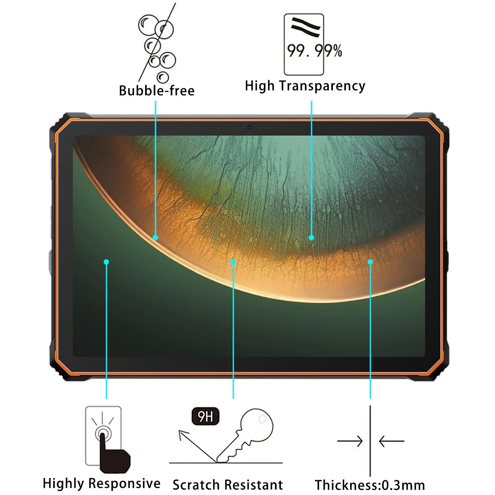 For Blackview Active 10 Pro 9H 0.3mm Explosion-proof Tempered Glass Film Screen Protector