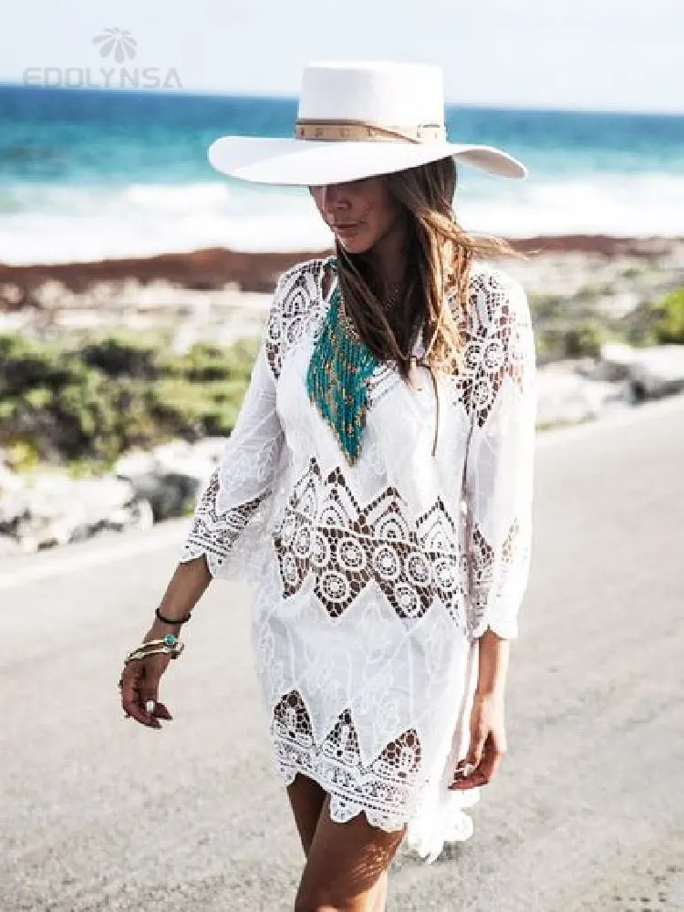 Rayon White Swimwear Tunic Ladies Robe 