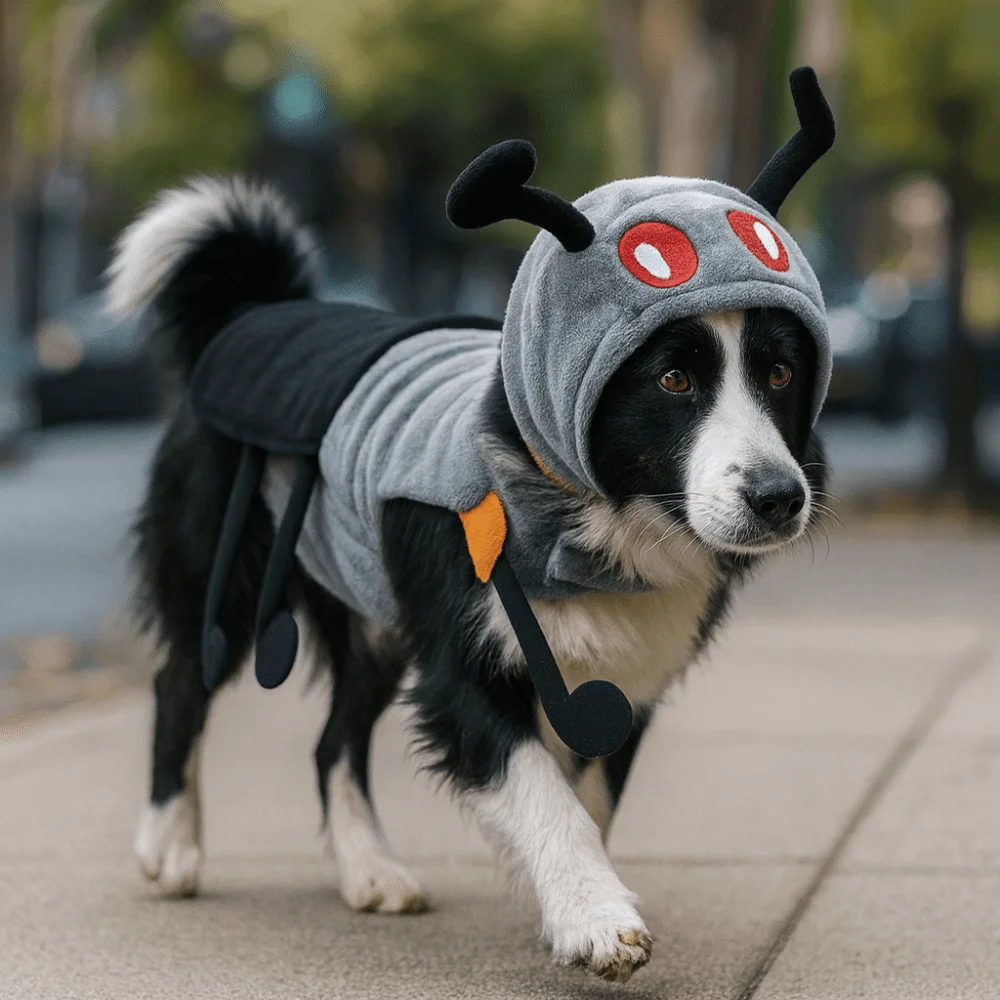 Funny Simulation Ant Costume Ant Shaped Adjustable Dog Transformation Costume Warm with Cap Pet Ant Headgear Cosplay Events