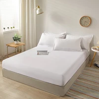100% Cotton Fitted Bed Sheet Solid Color Mattress Cover Skin-friendly Fabric Bedspread Mattress Protector 2