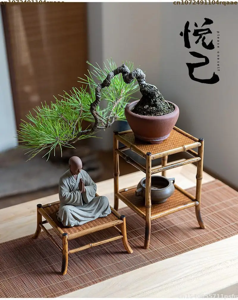 Description Picture 6 of itemPremium Miniature Tea Ceremony Tea Bamboo Rack Figurine Vase Storage Holder Display Stand Decorative Shelf Home Kitchen Decor