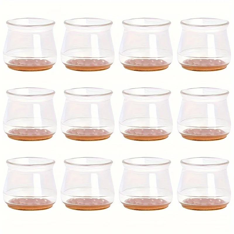 Non-Slip Clear Silicone Chair Leg Covers with Felt - Floor Protectors