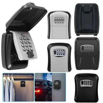 Wall-Mount Key Storage Box Secret Code Portable Combination Key Holder Box Weatherproof Safe Spare Key Storage for Home Office 1