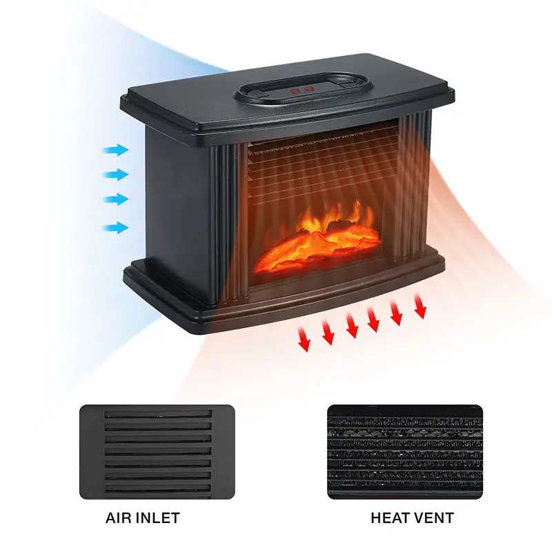 1000W Electric Fireplace Heater for Home Portable Stove Heater Desktop Flame Air Warmer Fan For Living Bedroom Winter Heater
