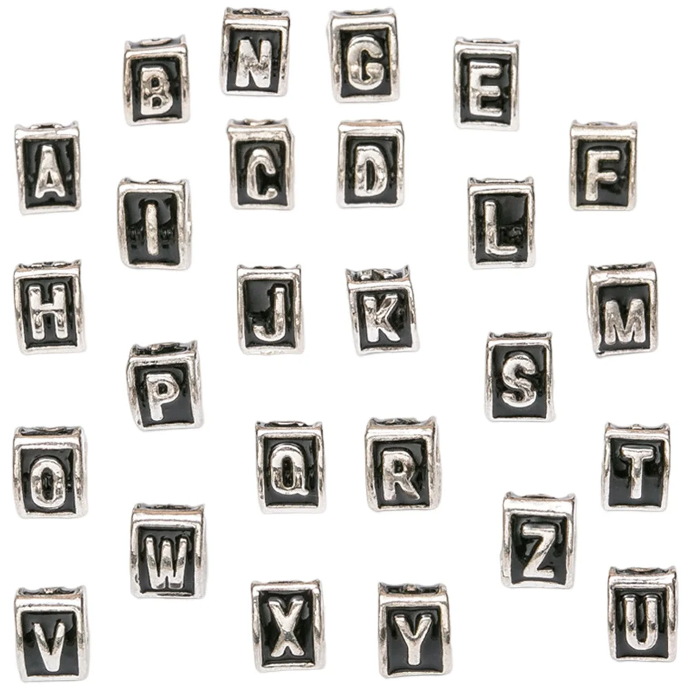

26 Pcs Vintage Bracelet Silver Letter Beads for Jewelry Making Alloy Letters with to Make Bracelets