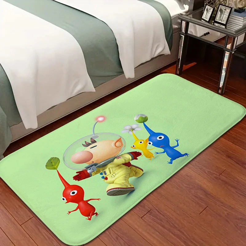 

Children's Bedroom Carpet P-Pikmins Kitchen Door Foot Mat Flannel Washable Non-slip Kitchen Rug Aesthetic Doormat Entrance Door