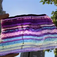 Magical Natural Colored Fluorite Slices,Quartz Crystal Colored Ore Slices,Mineral Reiki Healing Stones,Degaussing Adorn 2