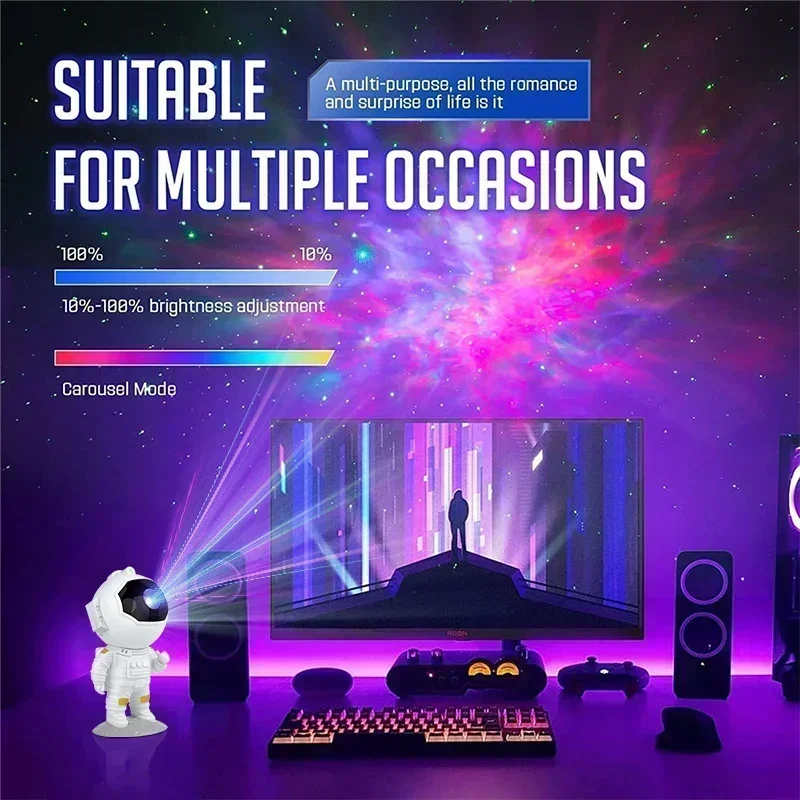 New Astronaut Galaxy Starry Projector Lamp LED Night Light Star Sky Night Lamp Bedroom Home Decorative Kids Birthday Christmas