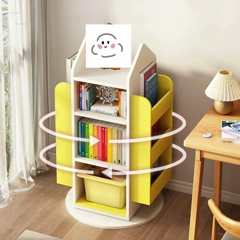 Rotating Children's Bookcases Simple 360 Degree Bookshelves Floor Baby Toy Shelf Corner Reading Bookshelf Children's Furniture C