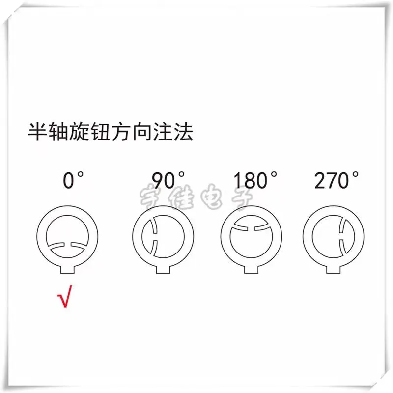 10PCS Potentiometer Knobs Black Half Shaft Handle Knob Cap Rubber 0 Degree Indication D Hole