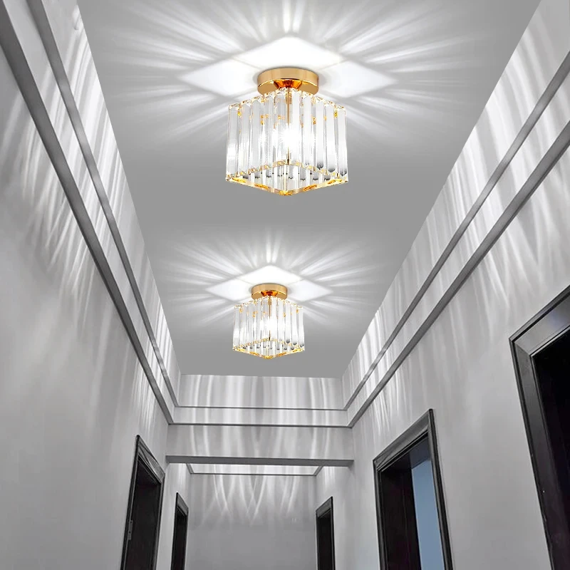 Crystal Ceiling Light Corridor Channel Ceiling Lamp Luxur Balcony Aisle Lamp Home Foyer Track Light Kitchen Ceiling Light