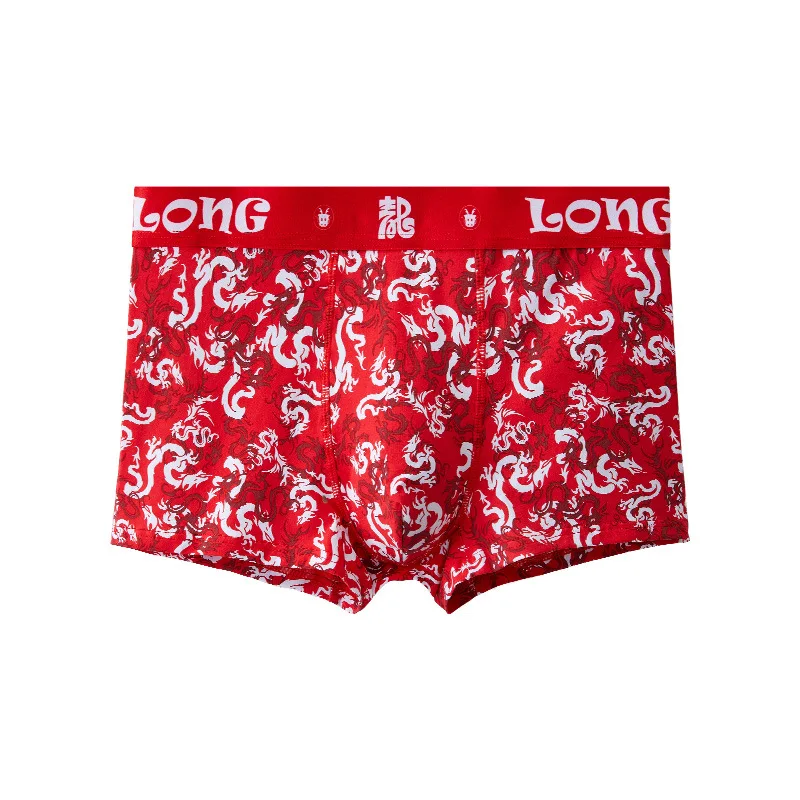 Men's underwear: pure cotton breathable flat angle red underwear 3PCS