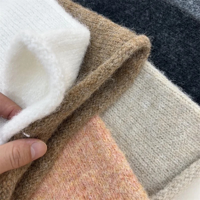 Japanese wool yarn knitted pile cap women's autumn and winter new fashionable warm ear protection head cap